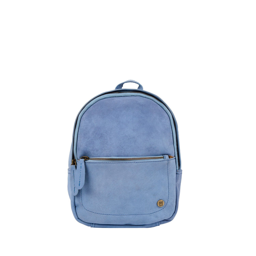 Personalized Blue Suede Leather Mini Backpack