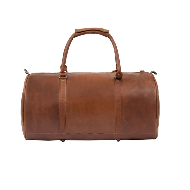 LEATHER ZIPPERED WEEKENDER DUFFLE BAG, MADE IN USA