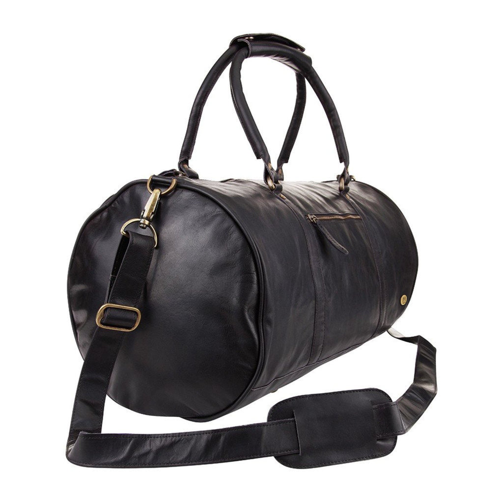 Personalised Full Grain Black Leather Unisex Duffle Bag – MAHI Leather