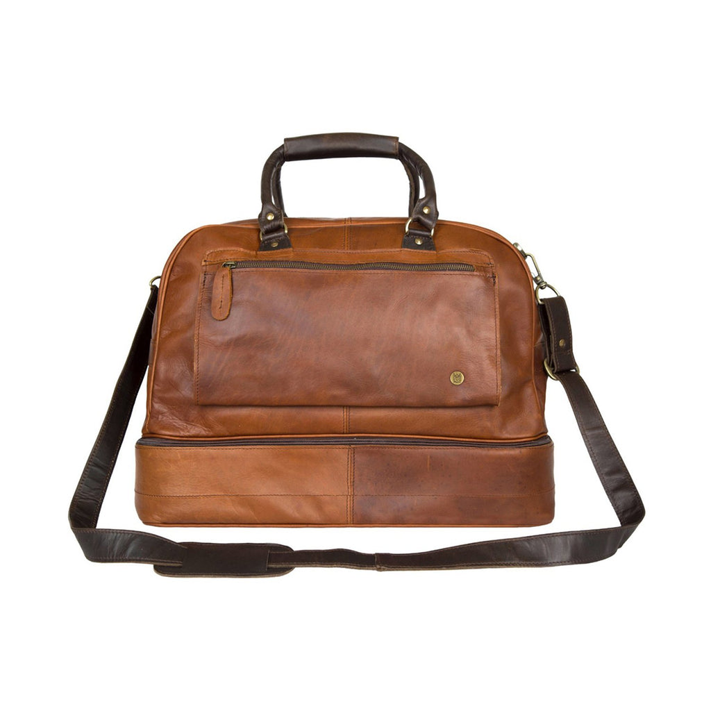 Personalized Full Grain Brown Leather Holdall with Shirt