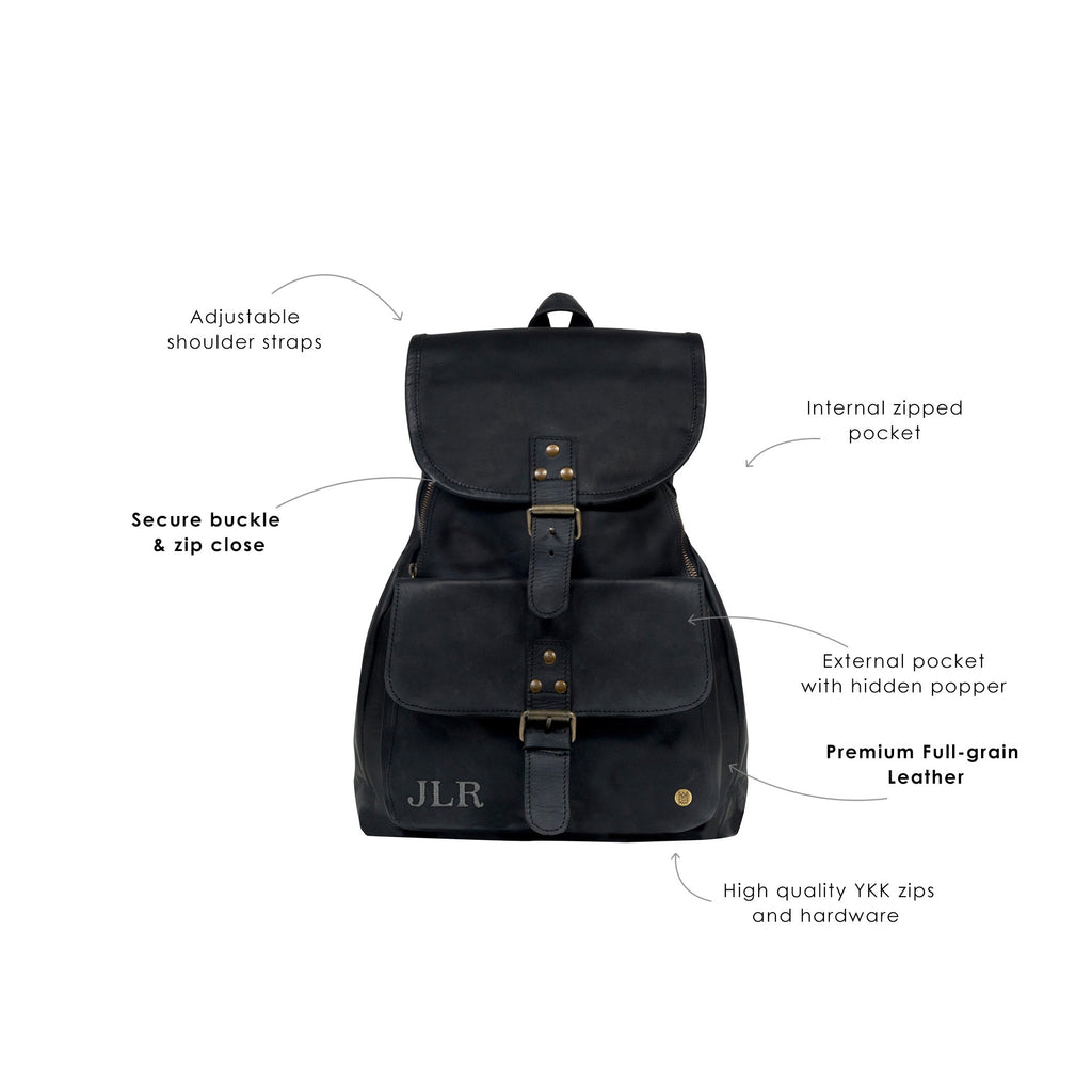 black leather backpack purse zipper Premium Black Leather Backpack for Women
