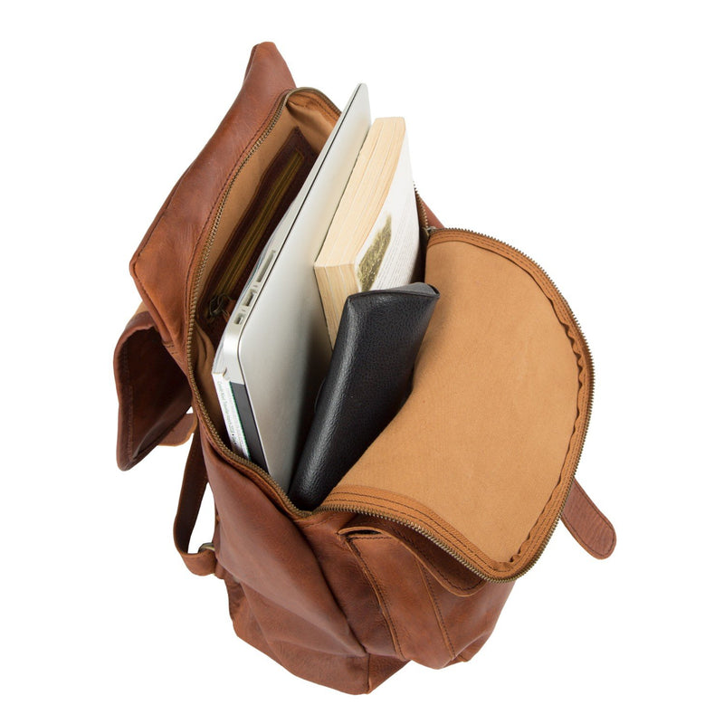 Personalized Full Grain Leather Backpack in Brown Personalized (Brown)