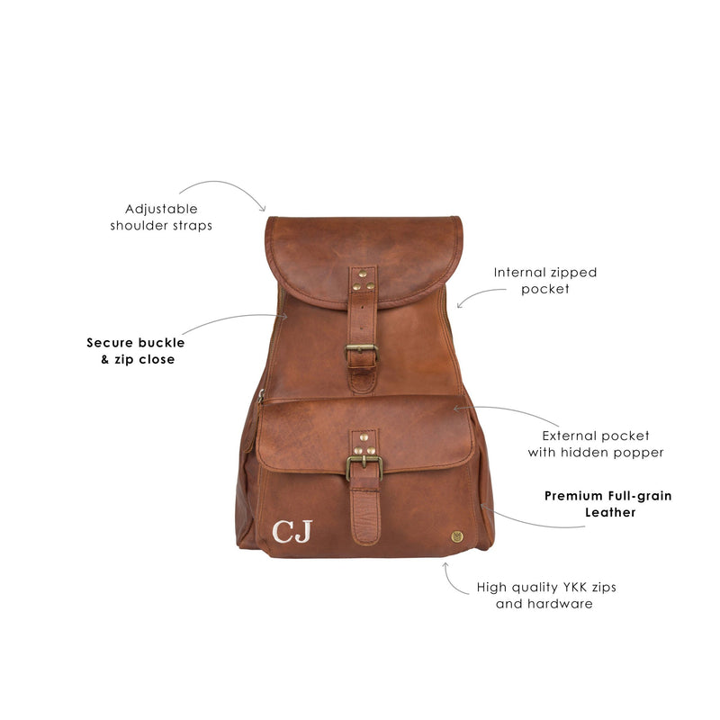 brune leather backpack Personalized Full Grain Leather Backpack in Brown – MAHI Leather
