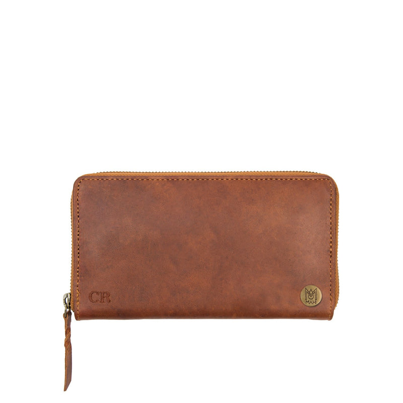 personalised full grain leather ladies purse in vintage