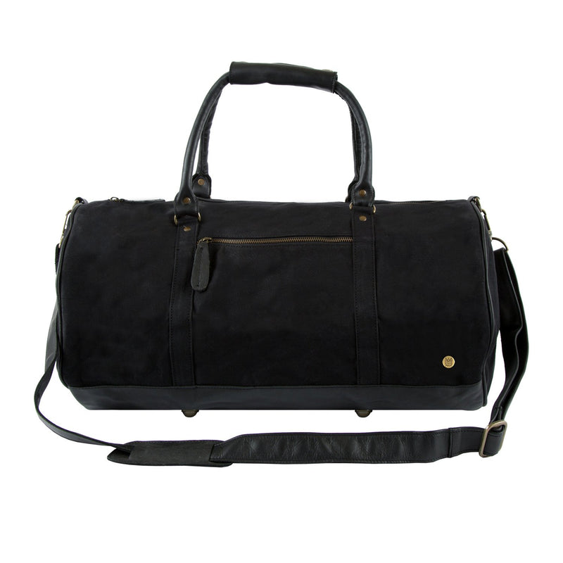 Personalised Gym Bag | Black Canvas Leather Duffle Bag – MAHI Leather