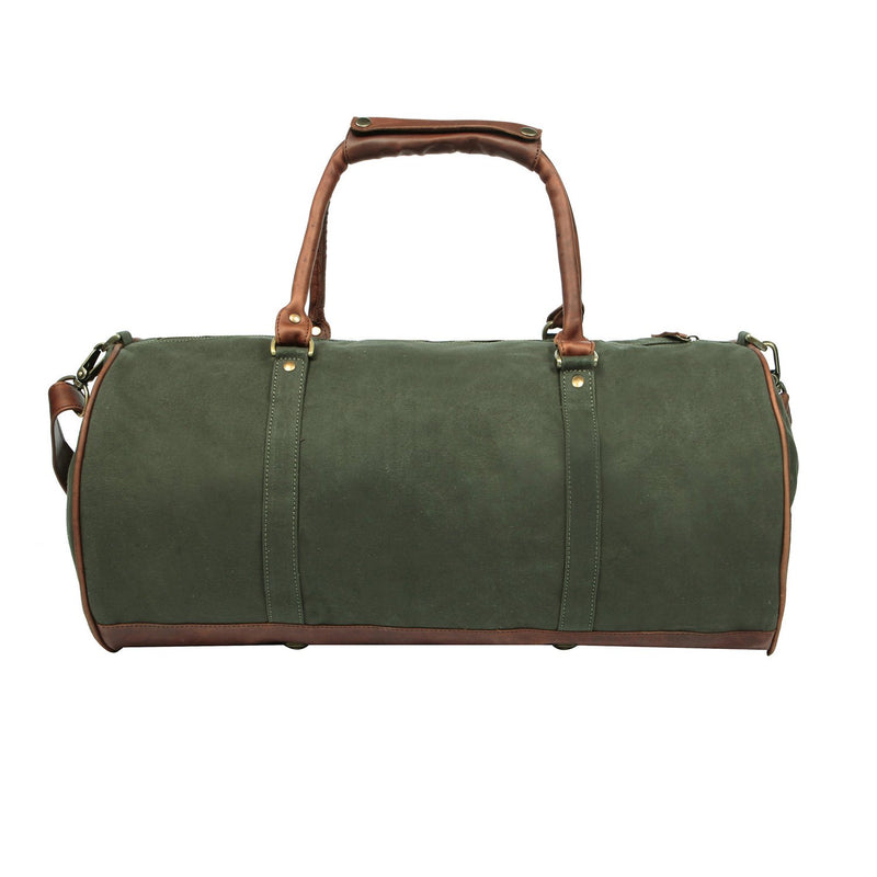 Monogrammed Leather-Trimmed Coated-Canvas Duffle Bag