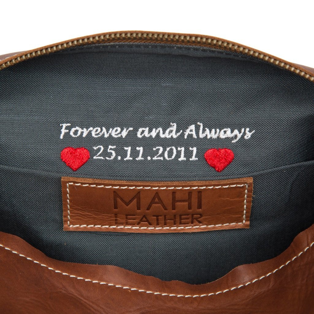 Black Leather Make-Up Toiletry Bag  Personalized Small Cosmetics Bag –  MAHI Leather