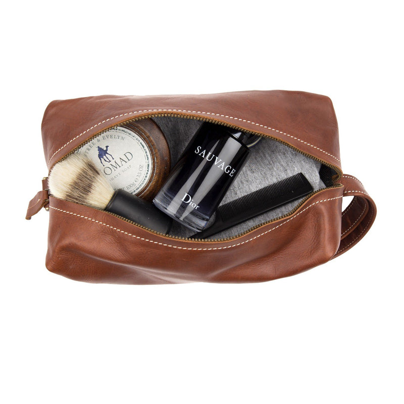 Corporate Branded Leather Wash bags, Dopp kits and Cosmetics Bags -  Personalised Logo - Client Gifts – MAHI Leather