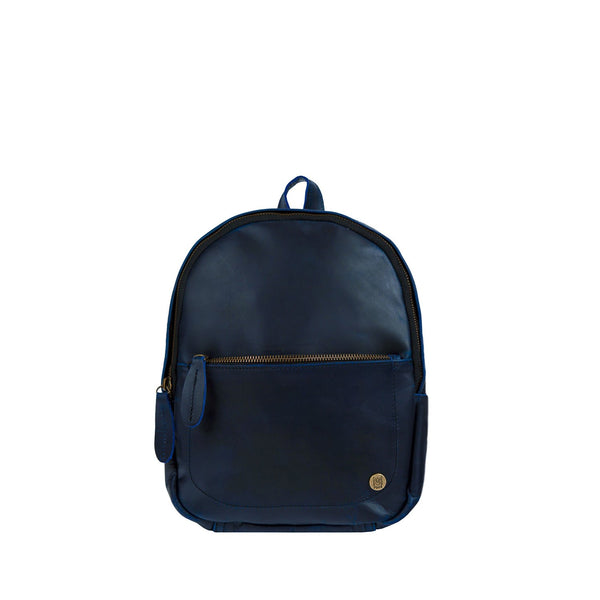 🌀NEW! Lucky Brand Leather Backpack Navy Blue Tan “Good Fortune