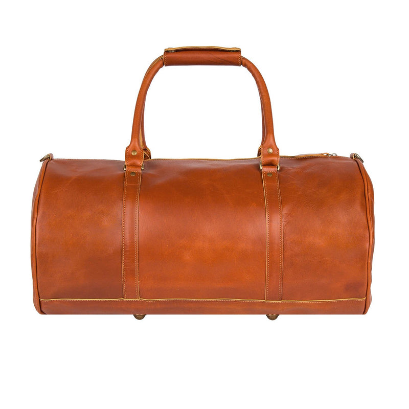 Tan Faux Leather Weekender Travel Bag - pompomz