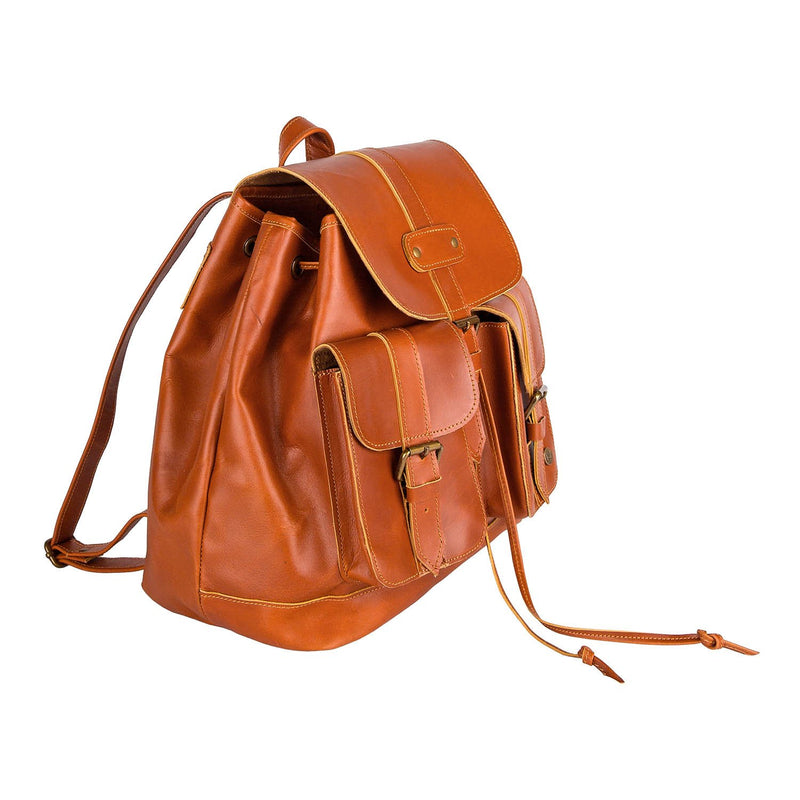 best drawstring backpack leather The Nomad (Tan)