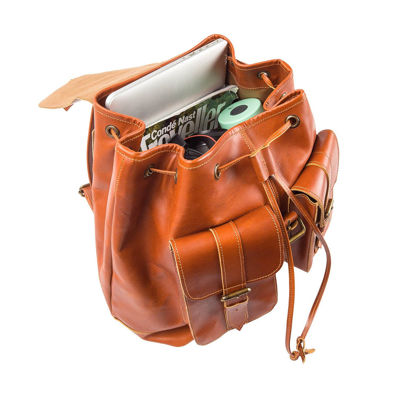 cute leather drawstring backpacks The Nomad (Tan)