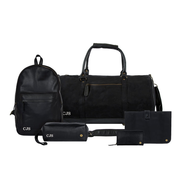 accessorize black suede and leather backpack Personalised College Gift Set for Her