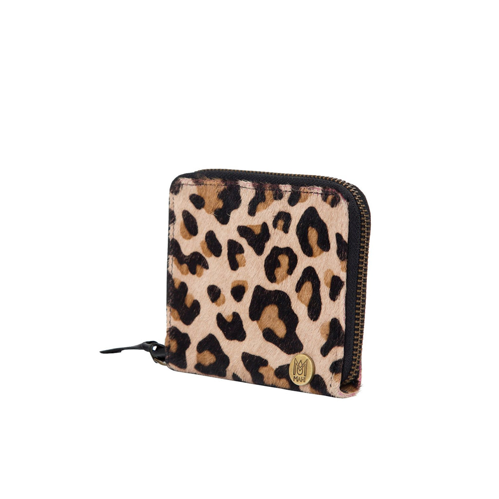 small leopard print pony hair coin purse