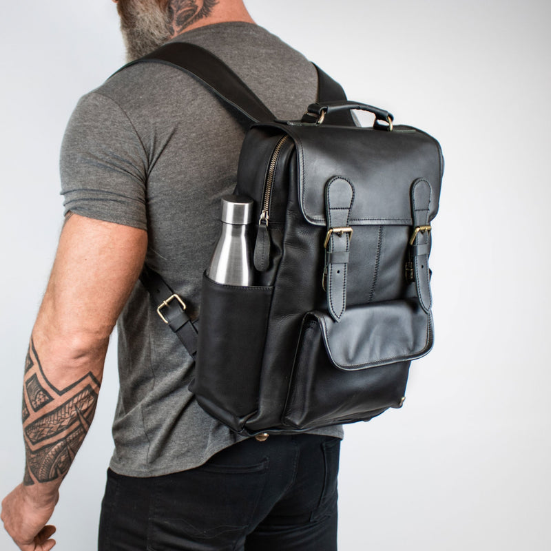 Moss Black Saffiano Backpack