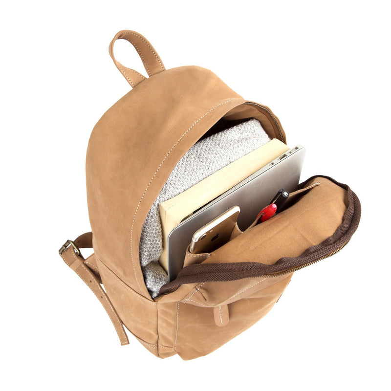 brown suede leather backpack The Classic Backpack - Cognac