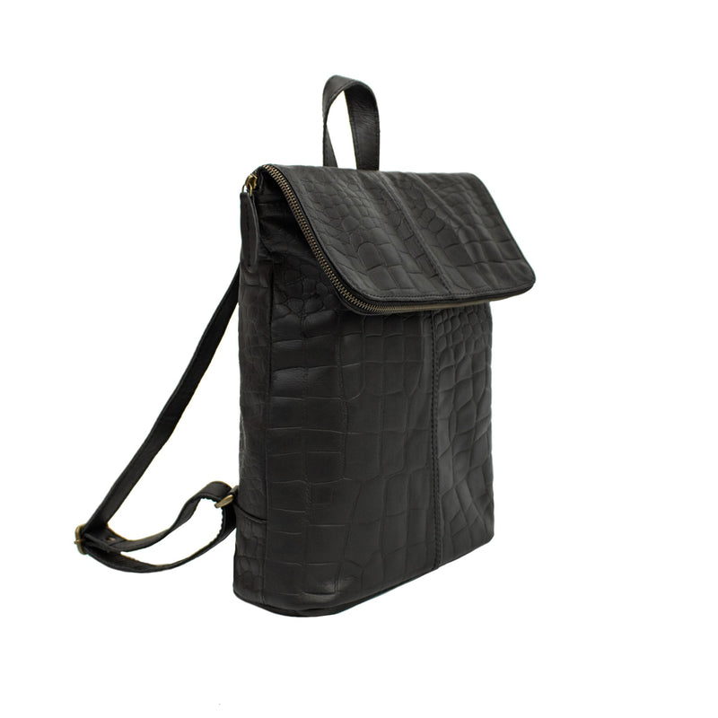 croc mini verity backpack Croc Print Leather Backpack | Leather Backpack For Women
